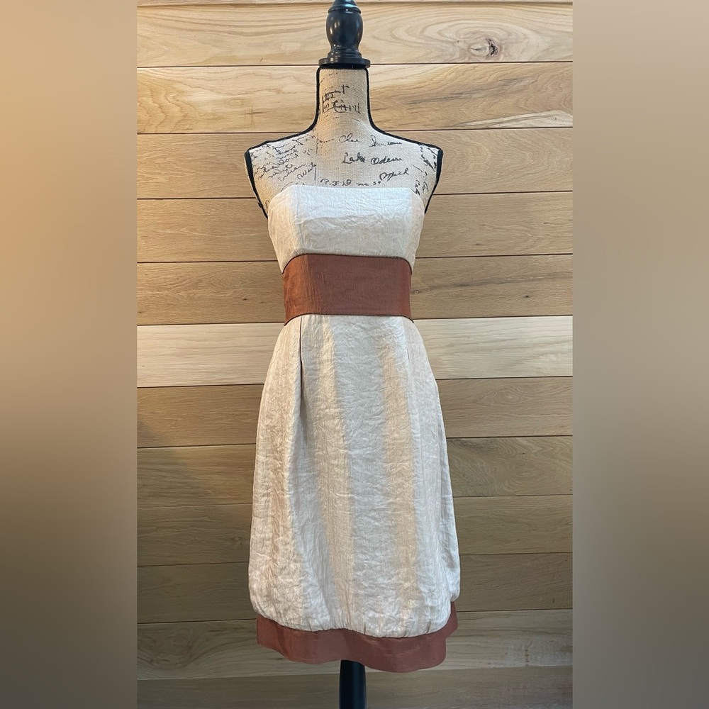 BCBG PARIS Gold and Bronze Cocktail Dress.  Size 8.
